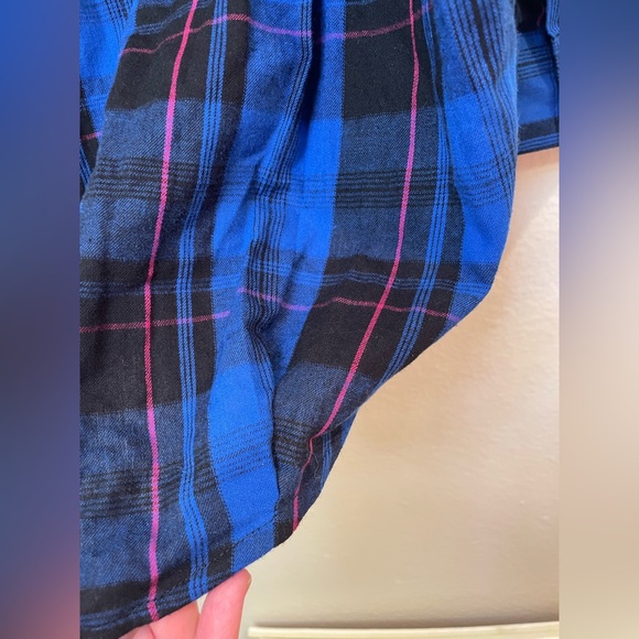 French Connection NWT Blue Plaid Flannel Long Sleeve Button Up Shirt Womens Sz M - Picture 3 of 10